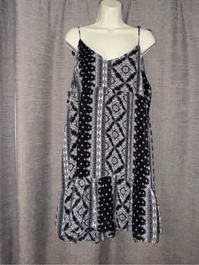 Black & White Patterned Spaghetti Strap Dress